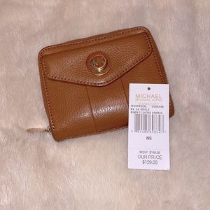 Michael Kors tan leather bi-fold wallet with coin zip